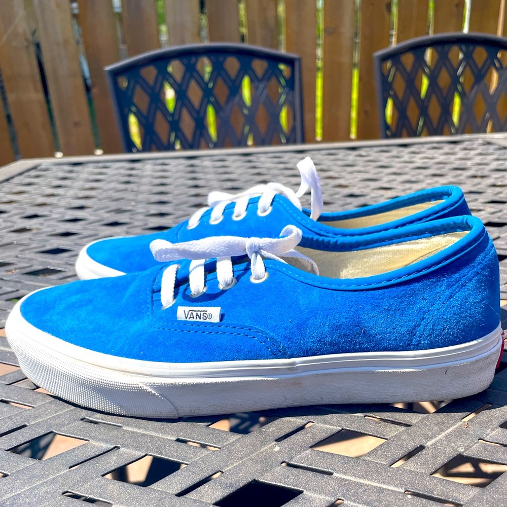 Water resistant blue authentic suede vans